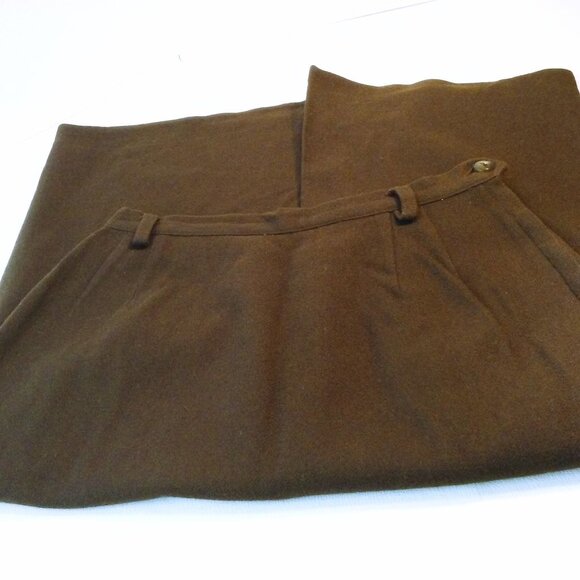Vintage 70s Wiggle Pencil Skirt Lady-XS(2) Wool Kick Pleat Side Metal-Zip Brown - Picture 5 of 9